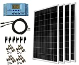 WindyNation 400 Watt Solar Kit: Four pcs 100 Watt Solar Panels + 30A P30L LCD PWM Charge Controller + Mounting Hardware + 40ft Cable + Connectors. RV's, Boats, Cabins, Camping Off-Grid