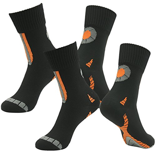 100% Breathable Waterproof Socks, RANDY SUN Men's 2 Pairs Performance Top Colorful Trail Socks Novelty Gift Socks Black X-Small