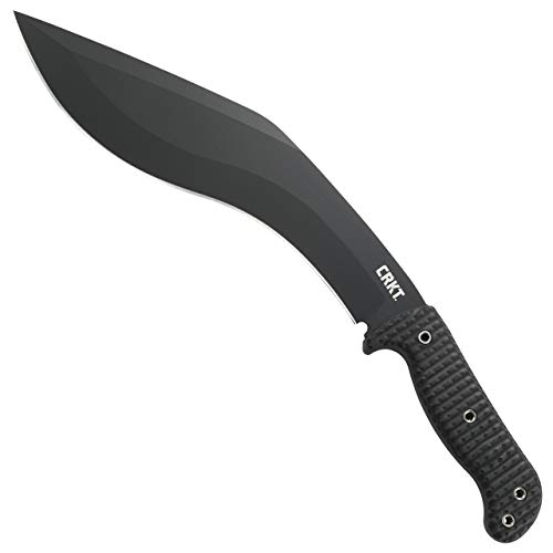 CRKT KUK Fixed Blade Knife: Carbon Steel Knife with Full Tang Kukri Recurved Blade, Injection Molded Handle, and Polyester Sheath 2742