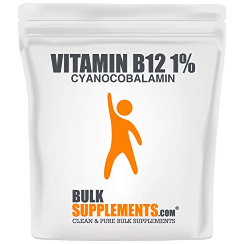 BulkSupplements.com Vitamin B12 1% (Cyanocobalamin) Powder - Vitamin B 12 200 mcg - Energy Vitamins - Cyanocobalamin B12 (500 Grams)