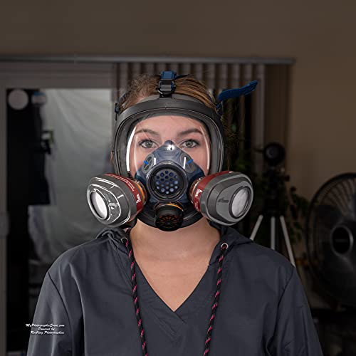 PD-101 Full Face Organic Vapor Respirator – Full Manufacturer Warranty – ASTM Tested – Double Activated Charcoal Air filter – Industrial Grade Quality