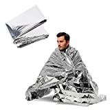 Emergency Thermal Blankets (2-Pack), Silver 82.6''x55'', Survival Gear for Adults & Kids, Mylar Blankets Reflective,Material Conserves Heat ,Bug Out Bags , First Aid Kits, Car Emergency Kit