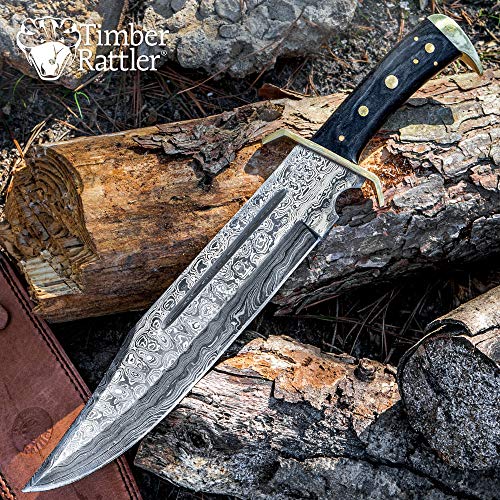 Timber Rattler Bowie Knife (Western Outlaw Damascus)