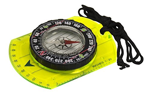 UST Hi Vis Waypoint Map Compass with Fluorescent Plate and Magnifier for Hiking, Camping, Backpacking, Emergency and Outdoor Survival