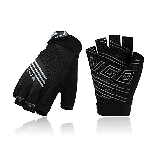 Vgo... 1-Pair Microfiber Half Finger Cycling Gloves, Hiking, Gym, Biking Gloves, High Dexterity, Breathable, Anti-Slip (Size XL, Gray, MF2510)
