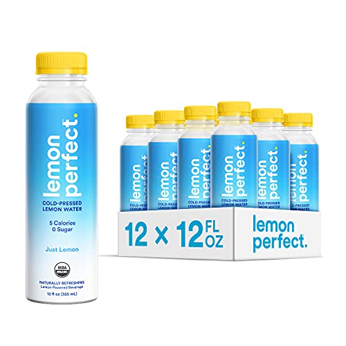 Lemon Perfect, Organic Cold-Pressed Lemon Water, Squeezed from Real Fruit, Flavored Water, Sugar-Free, Keto Certified, No Artificial Ingredients, Just Lemon (12-Pack)