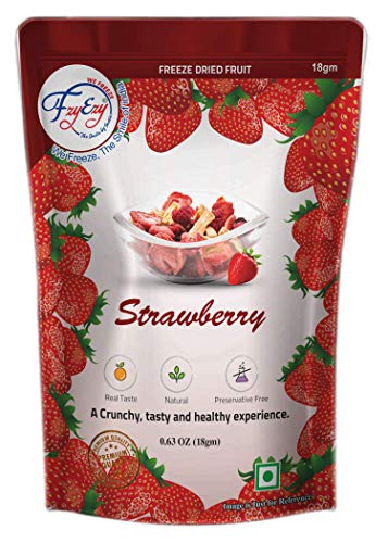 FZYEZY Natural Freeze Dried Strawberry Fruit for Kids and Adults|Camping Vegan Dried Healthy Fruits|Survival Food|Freeze-Dried Fruits Slices|Pantry Groceries dehydrated Snacks| 18gm