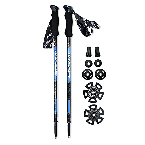 DROP + Fizan Compact Trekking Poles – Ultralight, Backpacking, Thru Hiking Poles, Adjustable, Collapsible, Customized Fit, EVA Grips, Blue (158 Grams Each)