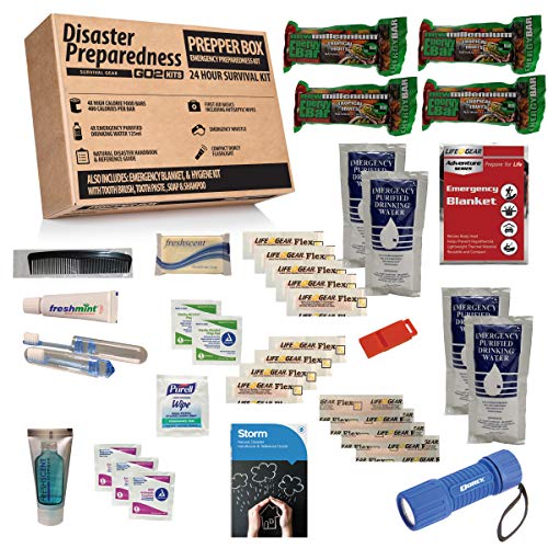 Go2Kits Disaster Preparedness Survival Kit 24 Hour Disaster Kit with Food, Water, Hygiene and First Aid (1 Pack)