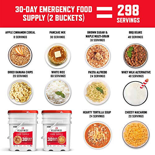 30-Day Emergency Food Supply | 2 Buckets | 1,800 Calories Per Day | 50G Protein Per Day