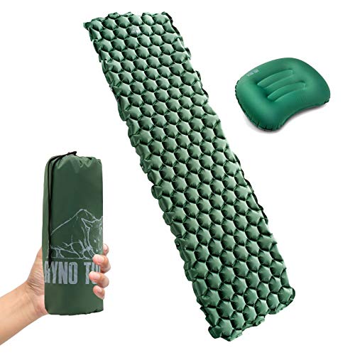 Ryno Tuff Ultralight Sleeping Pad Set - Large, Wide, Tough, Waterproof and Durable Yet Lightweight and Compact, Travel Pillow Included - Sleeping Mat for Camping, Hiking or Backpacking