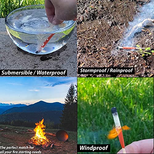 Stormproof Waterproof Matches, Weatherproof Submersible Match for Camping Hiking, a Must for Survival Kit- Windproof Match with Watertight Case -Emergency Fire Starter