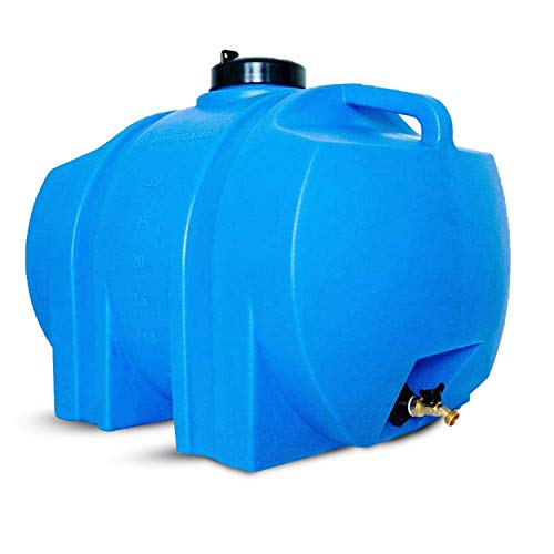 WaterPrepared 35 Gallon Water Storage Tank Emergency Water Barrel Container with Large Lid for Emergency Disaster Preparedness - Space Saving Long Lasting Storage - BPA Free (Blue)