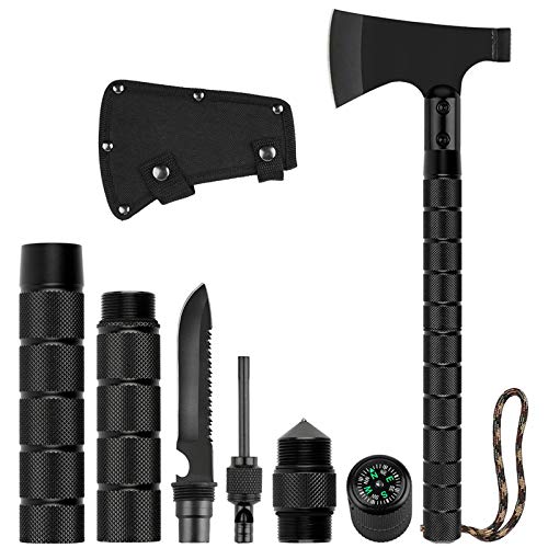 LIANTRAL Survival Axe Folding Portable Camping Axe Multi-Tool Hatchet Survival Kit Tactical Tomahawk for Outdoor Hiking Hunting
