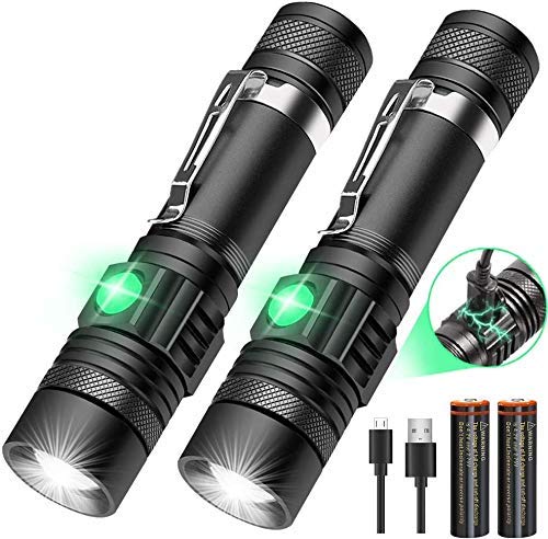 LED Tactical Flashlight Rechargeable (Battery Included), IPX6 Waterproof Flashlight, 1200lm, Super Bright LED, Zoomable, Pocket-Size Small LED Flashlight for Hiking, Camping, Emergency