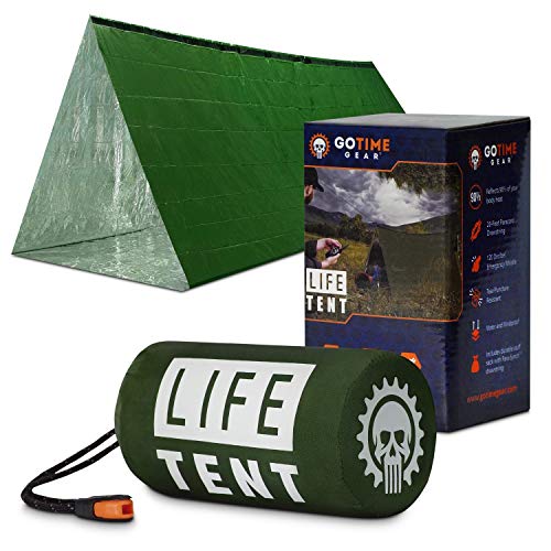 Life Tent Emergency Survival Shelter – 2 Person Emergency Tent – Use As Survival Tent, Emergency Shelter, Tube Tent, Survival Tarp - Includes Survival Whistle & Paracord (Green)