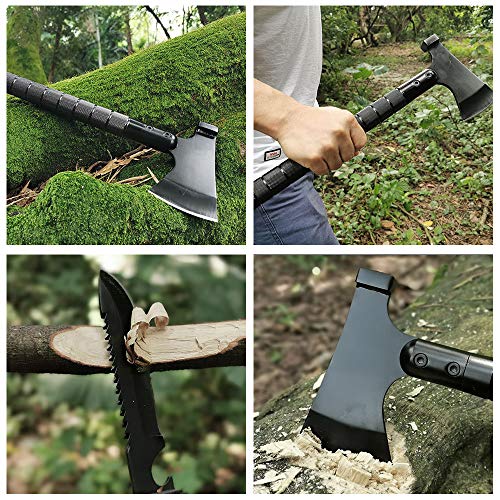 GOGOTIT Camping Axe, Folding Ax with Sheath Survival Multi Tools Kit Tactical Hatchet for Hiking, Backpacking, Emergency, Hunting, Outdoor… (Rectangular Shape)