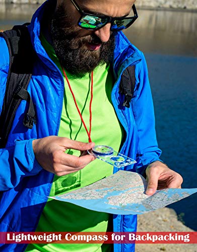Orienteering Compass - Hiking Backpacking Compass - Advanced Scout Compass Camping and Navigation - Boy Scout Compass Kids - Professional Field Compass for Map Reading - Best Survival Gifts (Blue)