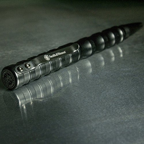 Smith & Wesson SWPENMP2BK 5.8in Aircraft Aluminum Refillable Tactical Screw Cap Pen for Outdoor, Survival, Camping and EDC