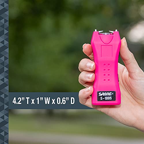SABRE Self Defense Kit With Pepper Spray And Stun Gun Flashlight, 25 Bursts of Max Police Strength OC Spray, 10-Foot Range, Painful 1.60 µC Charge, 120 Lumens, Rechargeable, Safety Switch, Holster