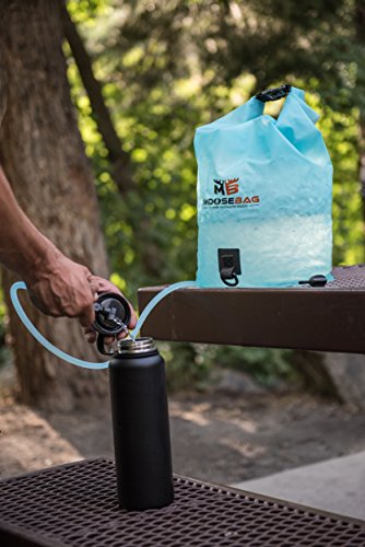 Moose Bag Collapsible Water Container and Ice Bag wtih Hydration System FREEZABLE, Portable Water Carrier, Hydration Pack and Ice Bladder for Camping, Hiking, Soccer & Football Games