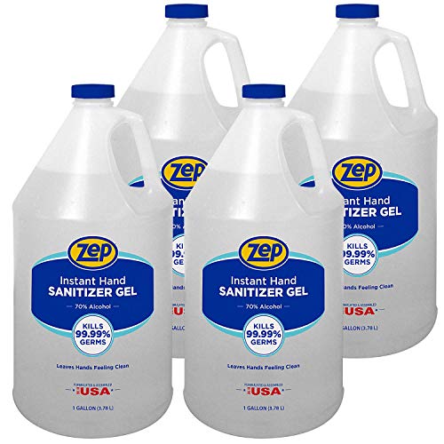 hygiene items to stockpile, Zep Instant Hand Sanitizer Gel 70% Alcohol (1 gallon Case of 4) - Made in the USA - Backed by Good Housekeeping (355824)